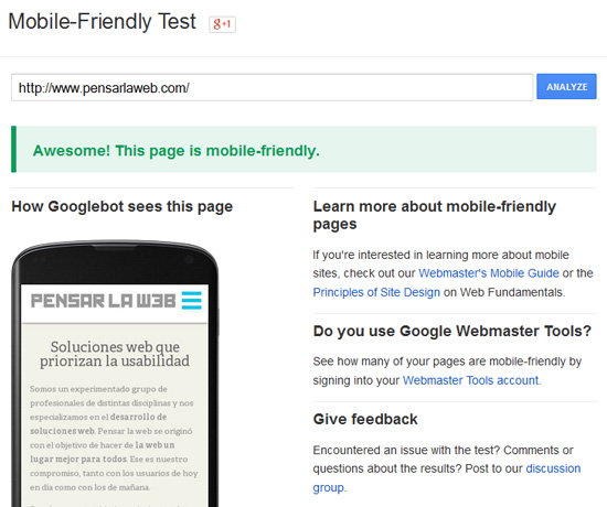 Mobile Friendly Test de Google